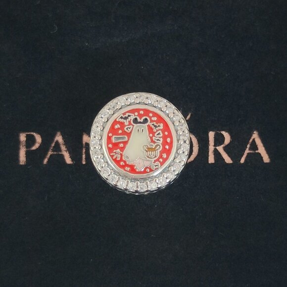 Pandora Disney Parks Mickey Pumpkin Ghost Exclusive Button Charm Halloween 2024 - Picture 1 of 8